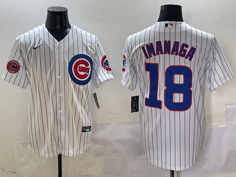 Men Chicago Cubs #18 Imanaga White Stripe Game Nike 2025 MLB Jersey style 5->chicago cubs->MLB Jersey